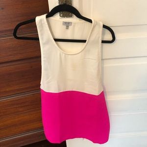 Pink and white color block dress